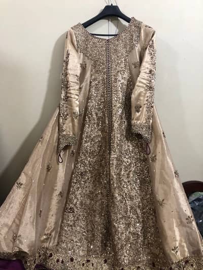 Heavy Bridal Maxi with Dupatta – Golden & Maroon Wedding Dress | Excel