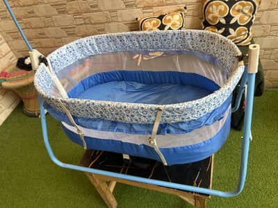 Baby Swing Cot with Dual Stands and Mosquito Net for Peaceful Nights
