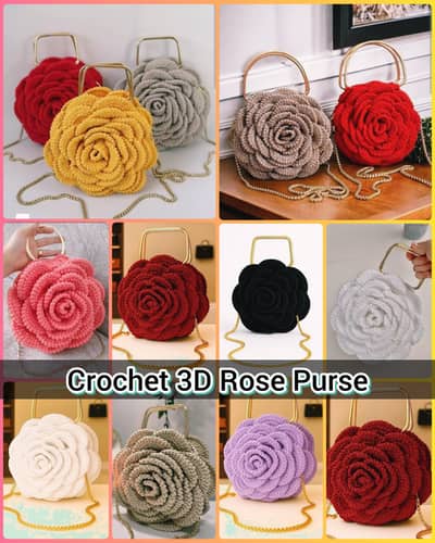hand made 3-D rose flower purse