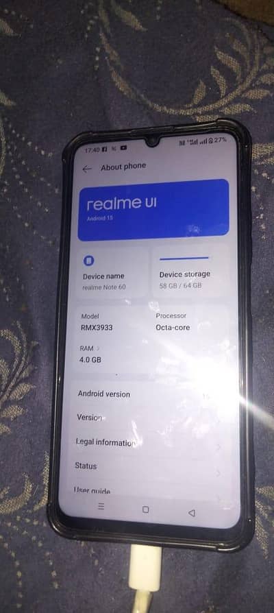 realme note 60 full lush 10month wernty with box original charger