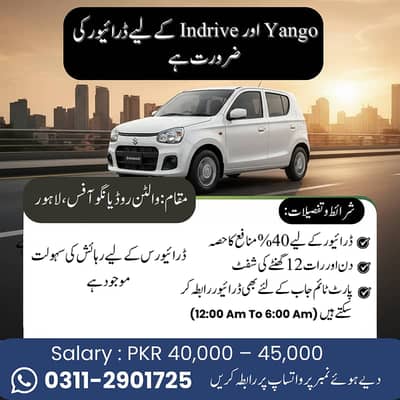 InDriver / Yango Drivers Needed – 40% Profit / Fixed Monthly Salary