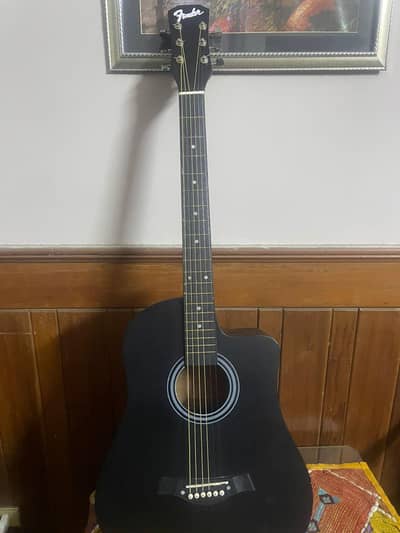 Matte Black Acoustic Guitar (Fender Style) – Brand New Condition + Bag