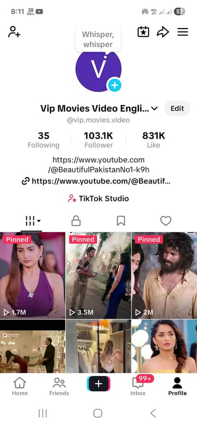 Tik Tok id for sale 22M total views top 1 video 3.5M views ha