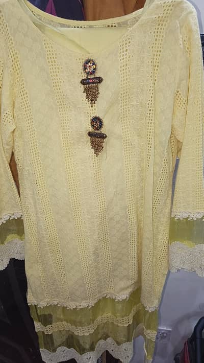 yellow chikenkaari 3 piece dress