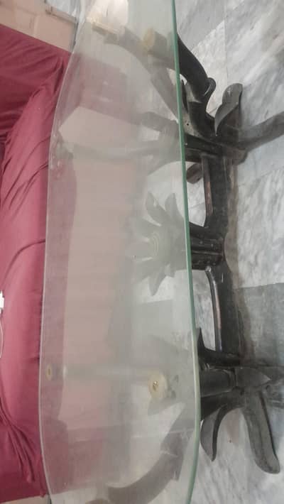 Glass Top Wooden Center Table