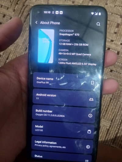 oneplus 9R condition 10.10. with box 12gb . . 256gb