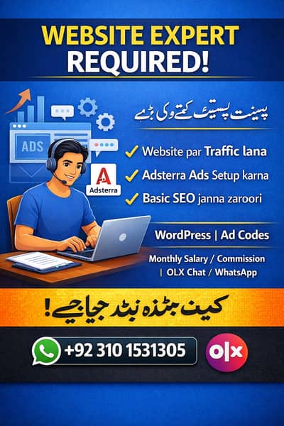 Website Expert Required – Traffic & Adsterra Ads Setup