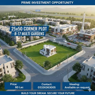 25x50 Corner Plot Available For Sale in F Block MPCHS Multi Garden B-17 Islamabad.