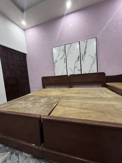 2 Solid Wooden Single Beds for Sale – Strong & Durable | Lahore