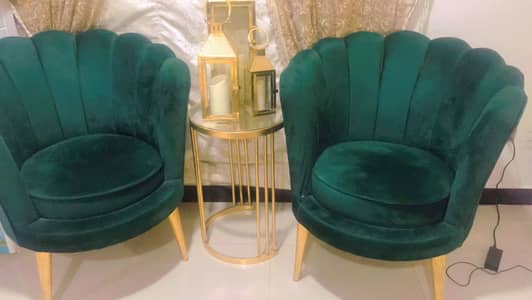 Elegant Emerald Green Velvet Accent Chairs with Gold Legs – Set of 2