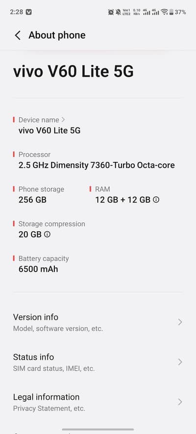 vivo v60 light 5g spot black color