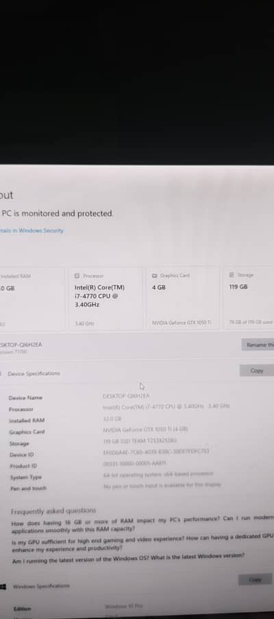 Dell T1700 i7 4th 32gb ram 128ssd 1tb hdd