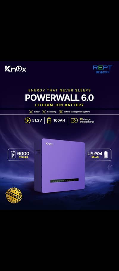 Lithium ion po4 batery Knox 6.0 48vac 105 amp