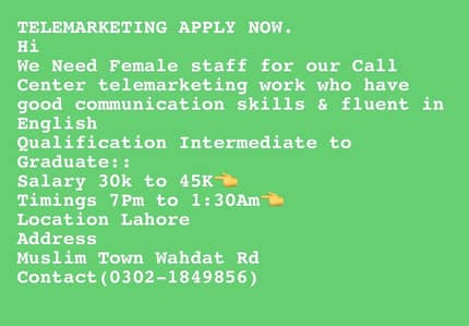 Customer service Online Telemarketing