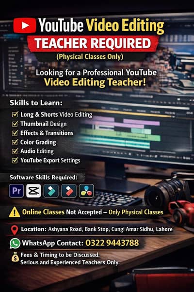 video editing teacher required
