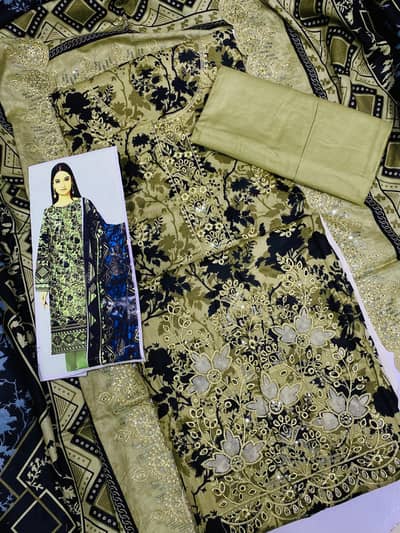 embroidery dupptty lown 3 piece suit