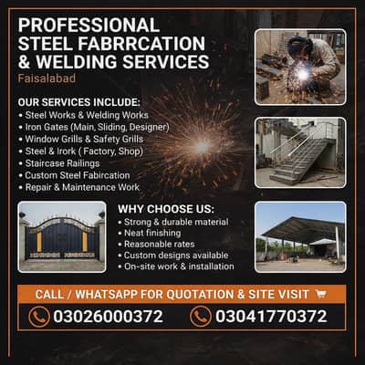 WELDING WORKS / Iron GATE/ GRILL/ SHED WORK / Safety Grills/ Repairing