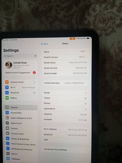 Ipad mini 7 all ok 10 by 10 7 month warranty ma ha