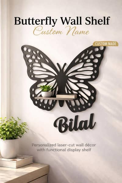 Custom Name Decorative Butterfly Wall Shelf | Home Decor