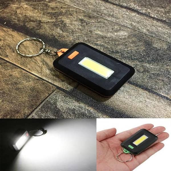 Mini COB LED Keychain Flashlight with 3 Modes for Key Ring