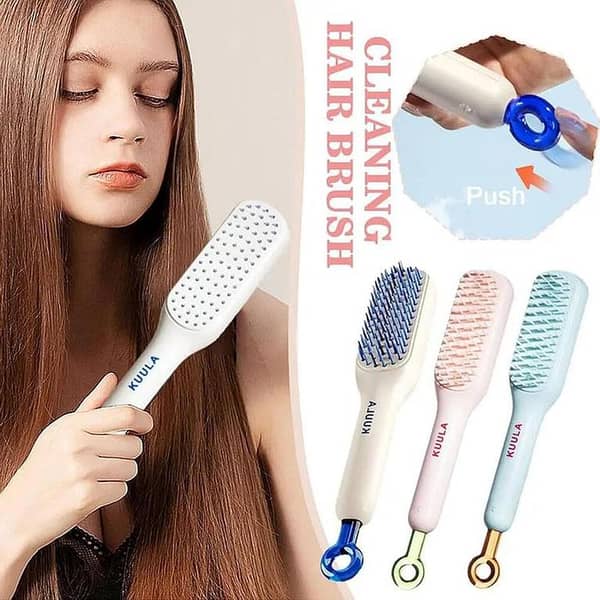 Self Cleaning Hair Brush Massage: Anti-static Smoothing Tool (Brand Unknown)