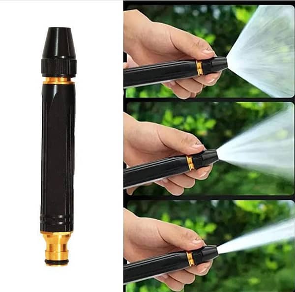 High Pressure Water Spray Nozzle Hose Pipe – Adjustable Metal Spray Nozzle for Car Wash, Gardening, and Watering