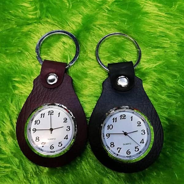 Leather Keychain with Integrated Watch