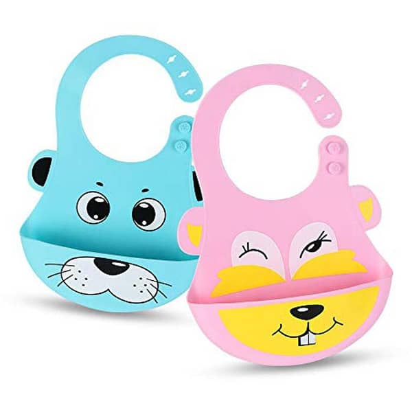 Cartoon Style Pure Silicone Baby Bib, Waterproof
