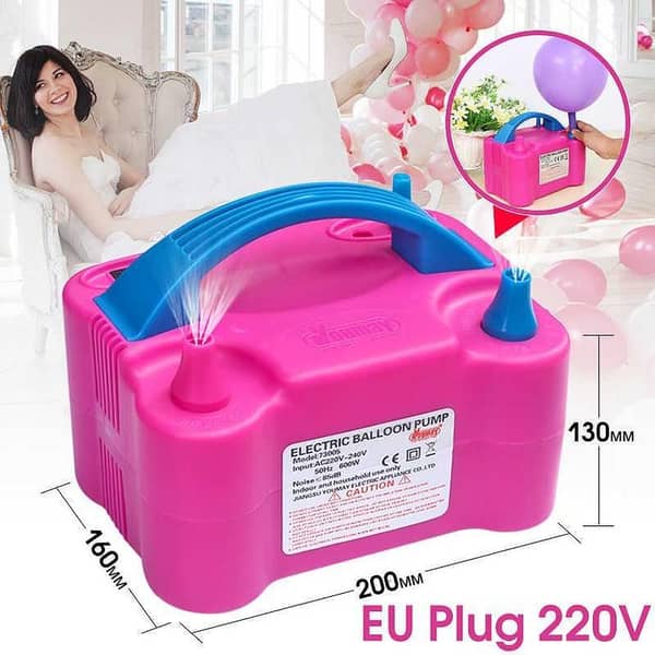 Electric Balloon Blower Pump with Dual Nozzles, 220V, 600W