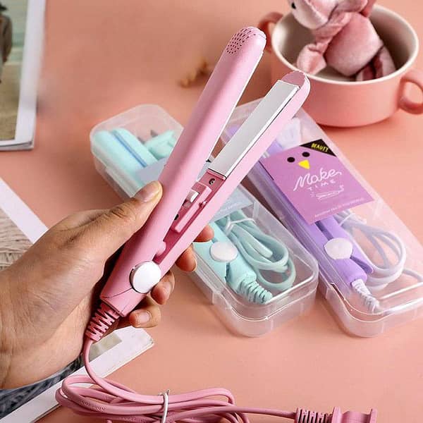 Mini Straightener for Girls: Lightweight, Compact Travel Flat Iron with Mini Crimper