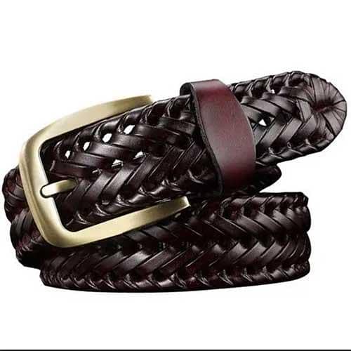 Braided Leather Belt for Men – Dark Brown