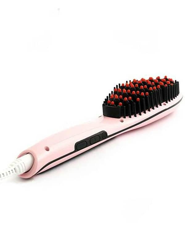 HQT906 Digital Hair Straightener Brush - Pink