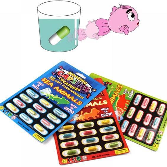 Grow In Water Toys Party Favor Set: 12 Animal Capsule Creatures (Zoo, Sea, Dinosaurs and Farm Animals)