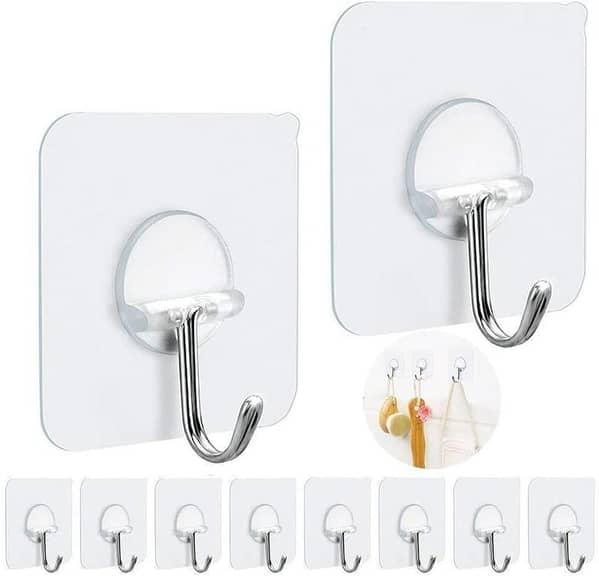 Adhesive Wall Hooks Organizer by Purse Hangers (Metal, Decorative) — Clear Sucker Hooks
