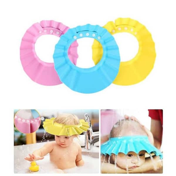 Baby Shampoo Shower Cap for Kids with Eye Protection, Adjustable Soft Hat for Hair Washing and Ear Coverage