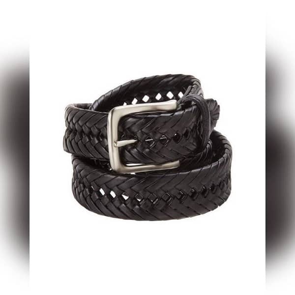 RUBIAN Dark Brown Braided Genuine Leather Belt for Men