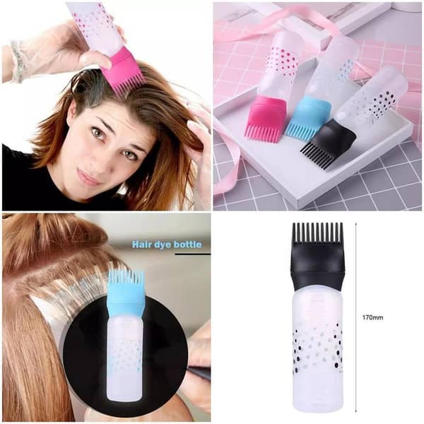 Hair Comb Applicator Bottle with Graduated Scale for Salon Use