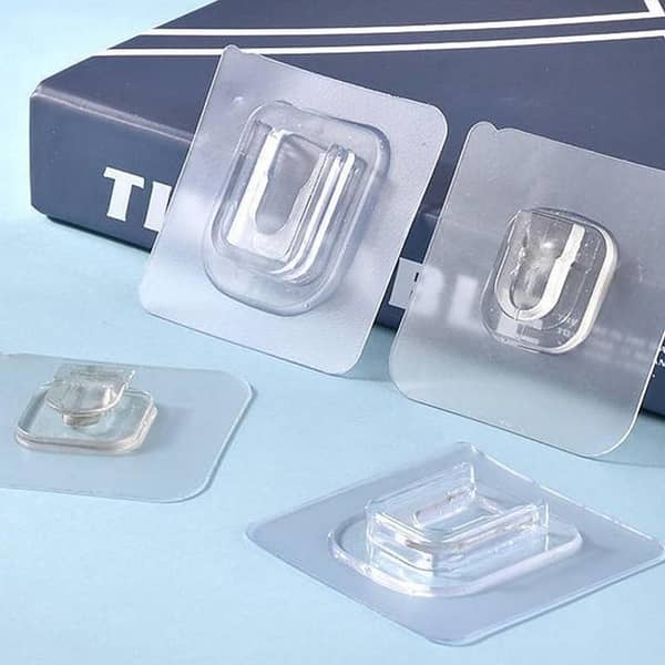 Double-Sided Adhesive Hooks Hanger - Transparent Wall Storage Holder by [Brand]