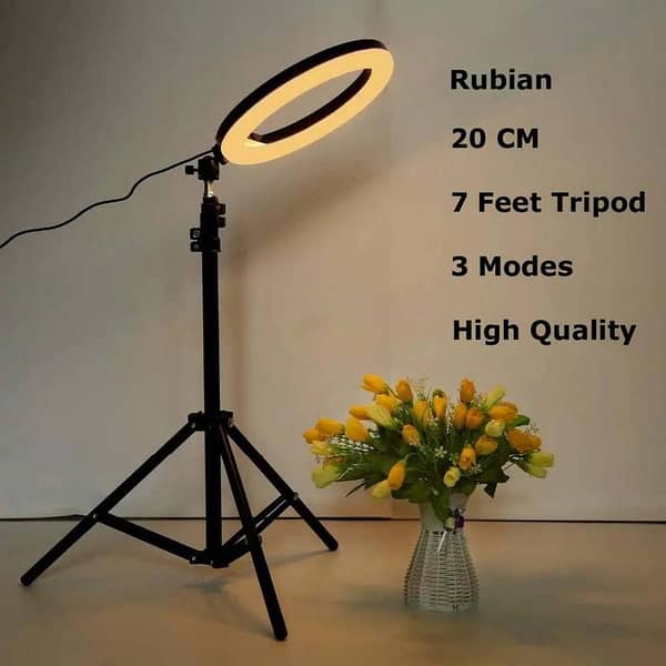 20 cm Ring Light with 7 ft Stand, Phone Holder, and 3 Color Shades
