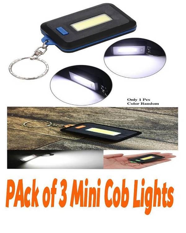 Pack of 3 Mini COB LED Keychain Lights with 3 Modes