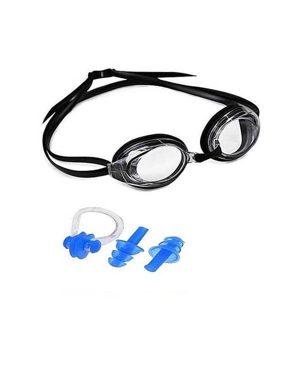Pack of Swimming Ear Plugs, Nose Plug, and Goggles