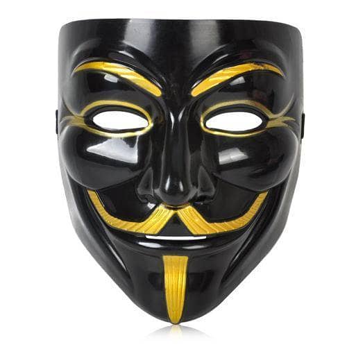 Black Anonymous Mask V for Vendetta Guy Fawkes Halloween Cosplay Mask