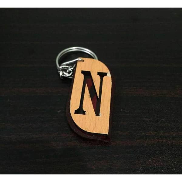 RUBIAN N Alphabet Wooden Keychain