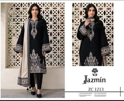 3 PCs women's unstitched  suit