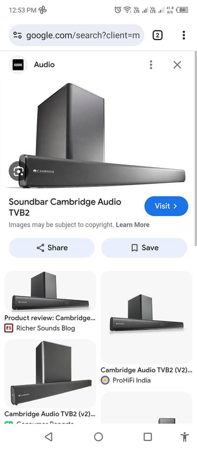 Cambridge audio TVB2 V2 sound bar