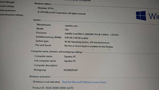 intel core i7-2860M CPU @2.50Hz 1920x1080 screen resolution