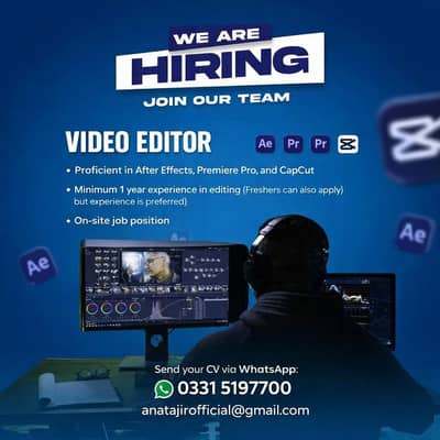 Hiring Video Editor (On-Site Job) Description: