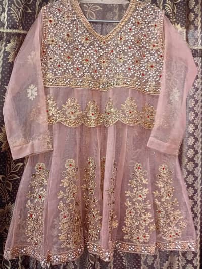 Light pink frock with lehnga