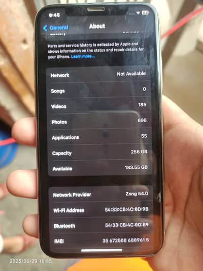 iPhones x 265 GB Non-PTA Battery Health 68% Penal changed