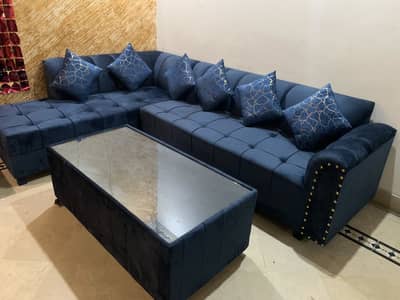 L shaped 6 seater’s sofa set & tabel sale in FAISLABAD